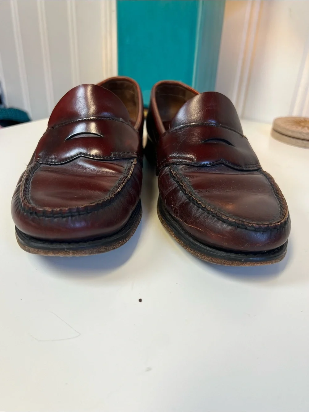 Vintage GH Bass Weejuns Oxblood Burgundy Leather Penny Loafers Made in USA 8 men